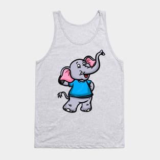 Cute Anthropomorphic Human-like Cartoon Character Elephant in Clothes Tank Top